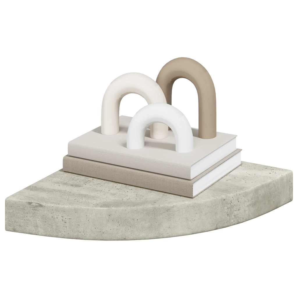 Eck-Schweberegal Betongrau 25x25x3,8 cm MDF