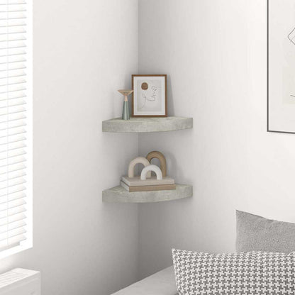 Eck-Schweberegale 2 Stk. Betongrau 25x25x3,8 cm MDF