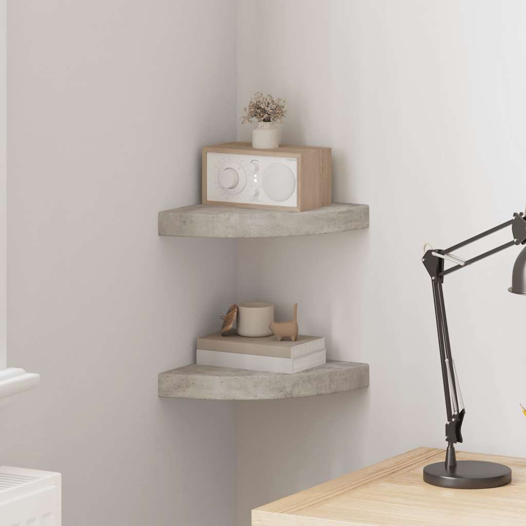 Eck-Schweberegale 2 Stk. Betongrau 25x25x3,8 cm MDF