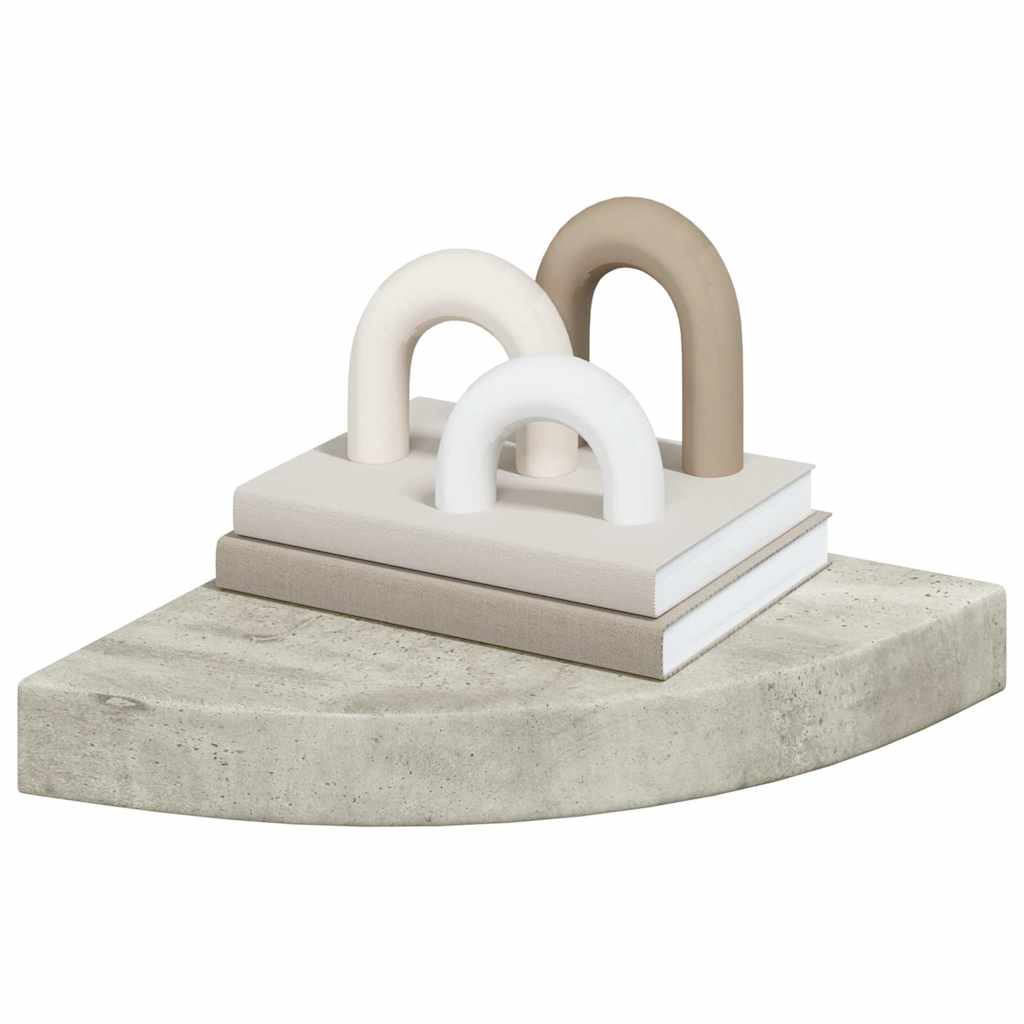 Eck-Schweberegale 4 Stk. Betongrau 25x25x3,8 cm MDF