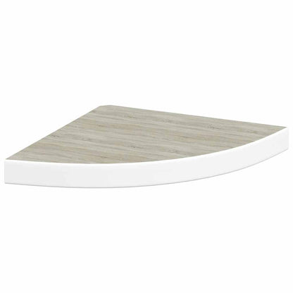Eck-Schweberegal Eichen-Optik und Weiß 35x35x3,8 cm MDF