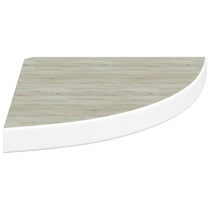 Eck-Schweberegal Eichen-Optik und Weiß 35x35x3,8 cm MDF