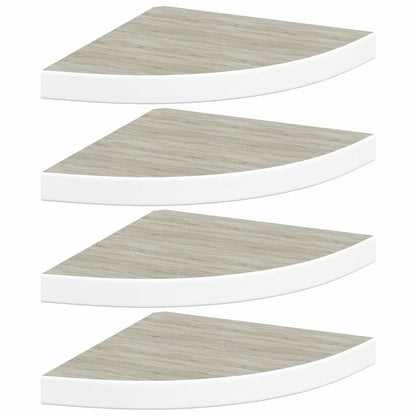 Eck-Schweberegale 4 Stk. Eichen-Optik und Weiß 35x35x3,8 cm MDF