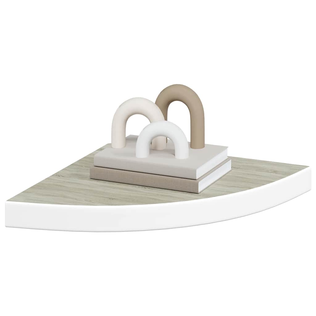 Eck-Schweberegale 4 Stk. Eichen-Optik und Weiß 35x35x3,8 cm MDF