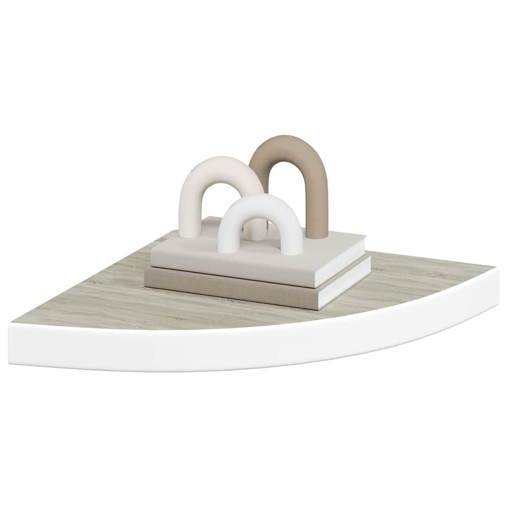 Eck-Schweberegale 4 Stk. Eichen-Optik und Weiß 35x35x3,8 cm MDF
