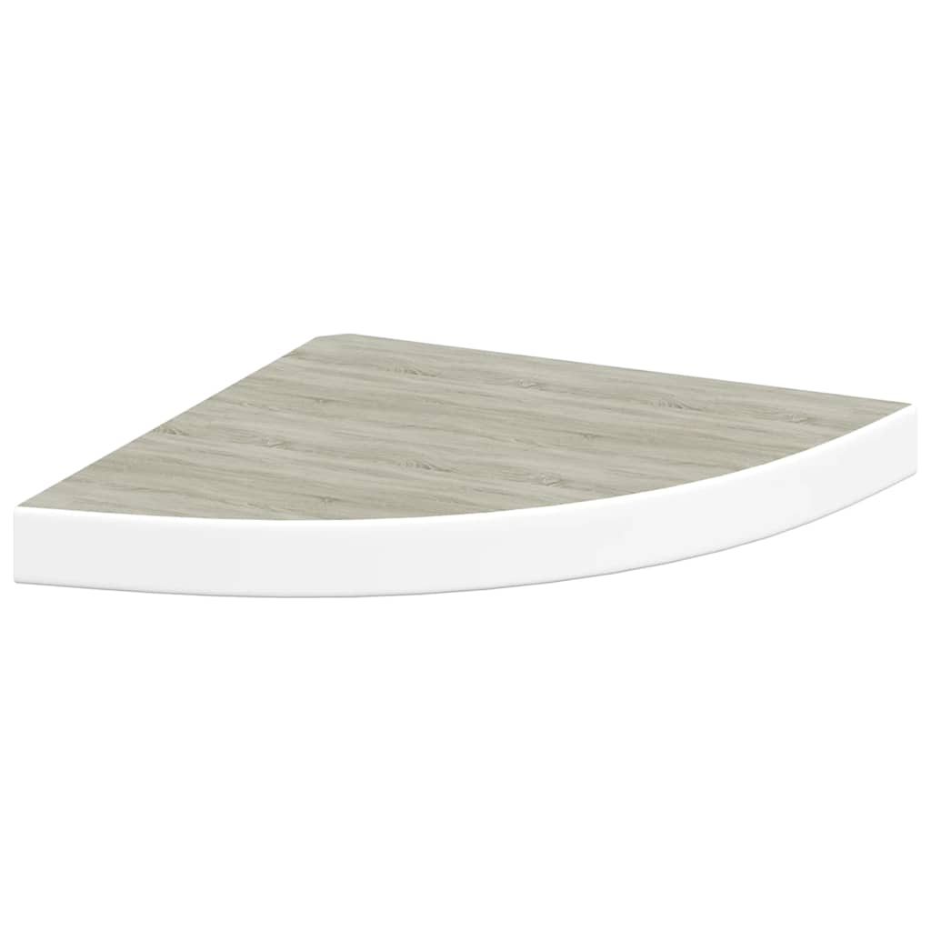 Eck-Schweberegale 4 Stk. Eichen-Optik und Weiß 35x35x3,8 cm MDF