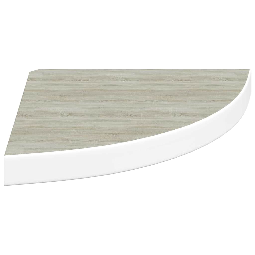 Eck-Schweberegale 4 Stk. Eichen-Optik und Weiß 35x35x3,8 cm MDF