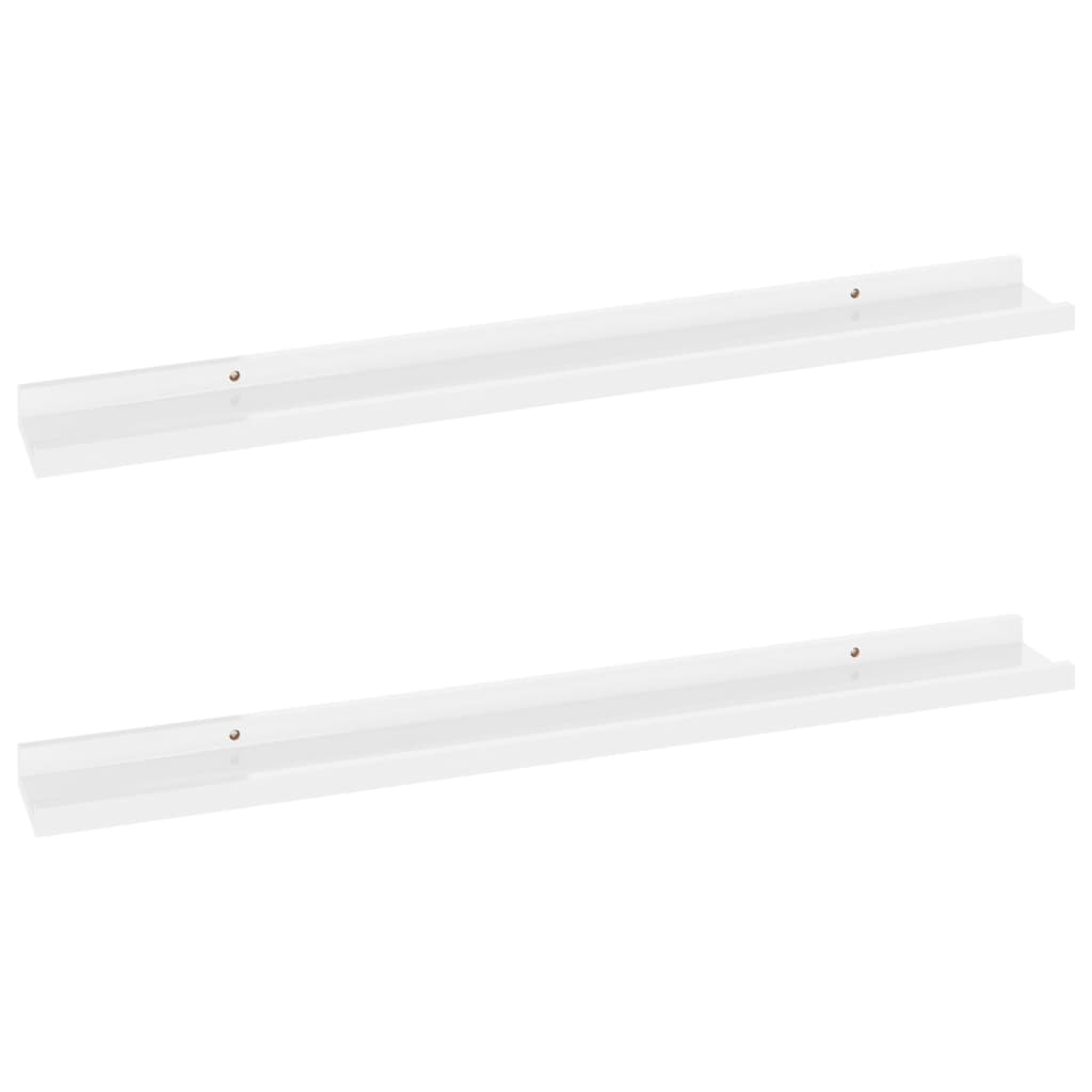 Wall shelves 2 pcs. High-gloss white 80x9x3 cm