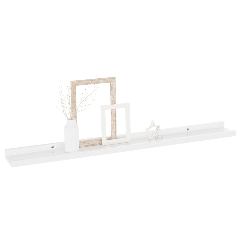 Wall shelves 2 pcs. High-gloss white 80x9x3 cm