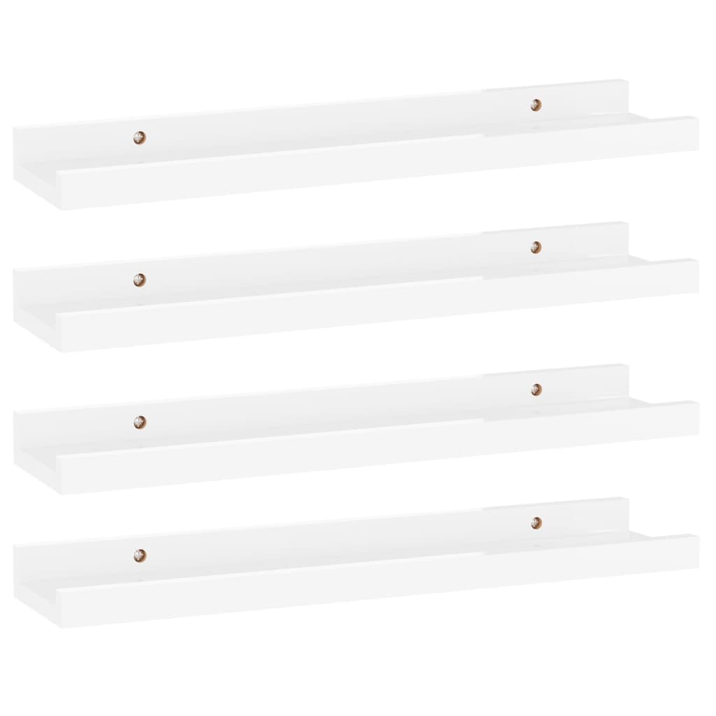 Wall shelves 4 pcs. High-gloss white 40x9x3 cm