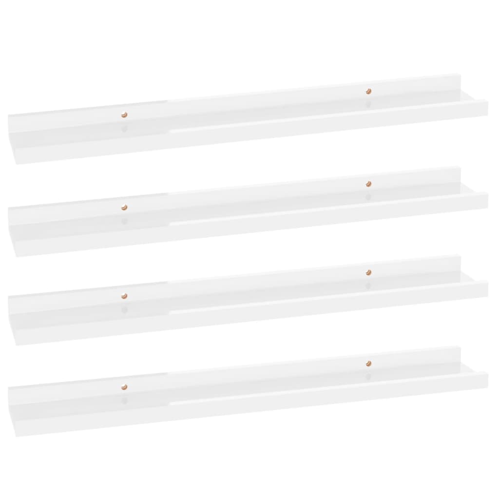Wall shelves 4 pcs. High-gloss white 60x9x3 cm
