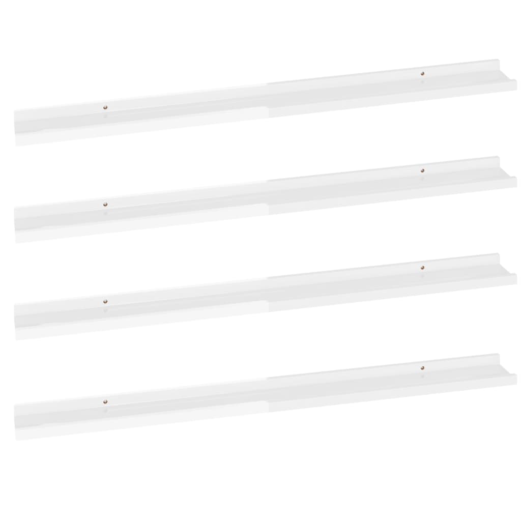 Wall shelves 4 pcs. High-gloss white 100x9x3 cm