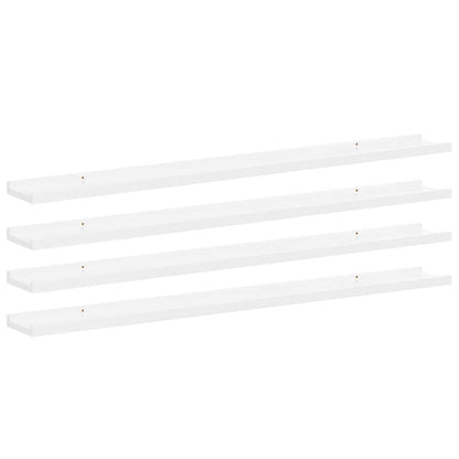 Wandregale 4 Stk. Hochglanz-Weiß 100x9x3 cm