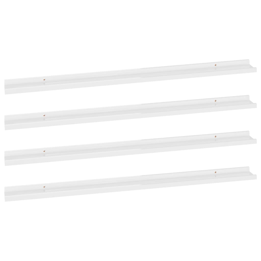 Wall shelves 4 pcs. High-gloss white 115x9x3 cm