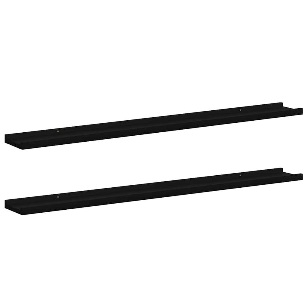 Wandregale 2 Stk. Schwarz 100x9x3 cm