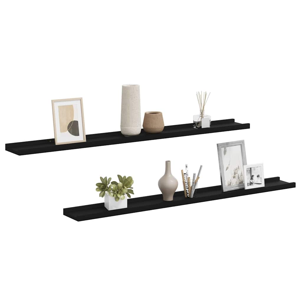 Wandregale 2 Stk. Schwarz 100x9x3 cm