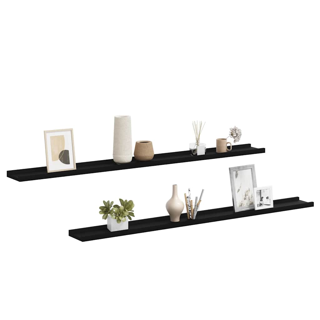 Wandregale 2 Stk. Schwarz 115x9x3 cm