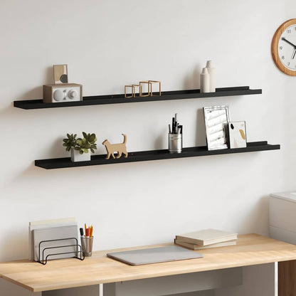 Wandregale 2 Stk. Schwarz 115x9x3 cm
