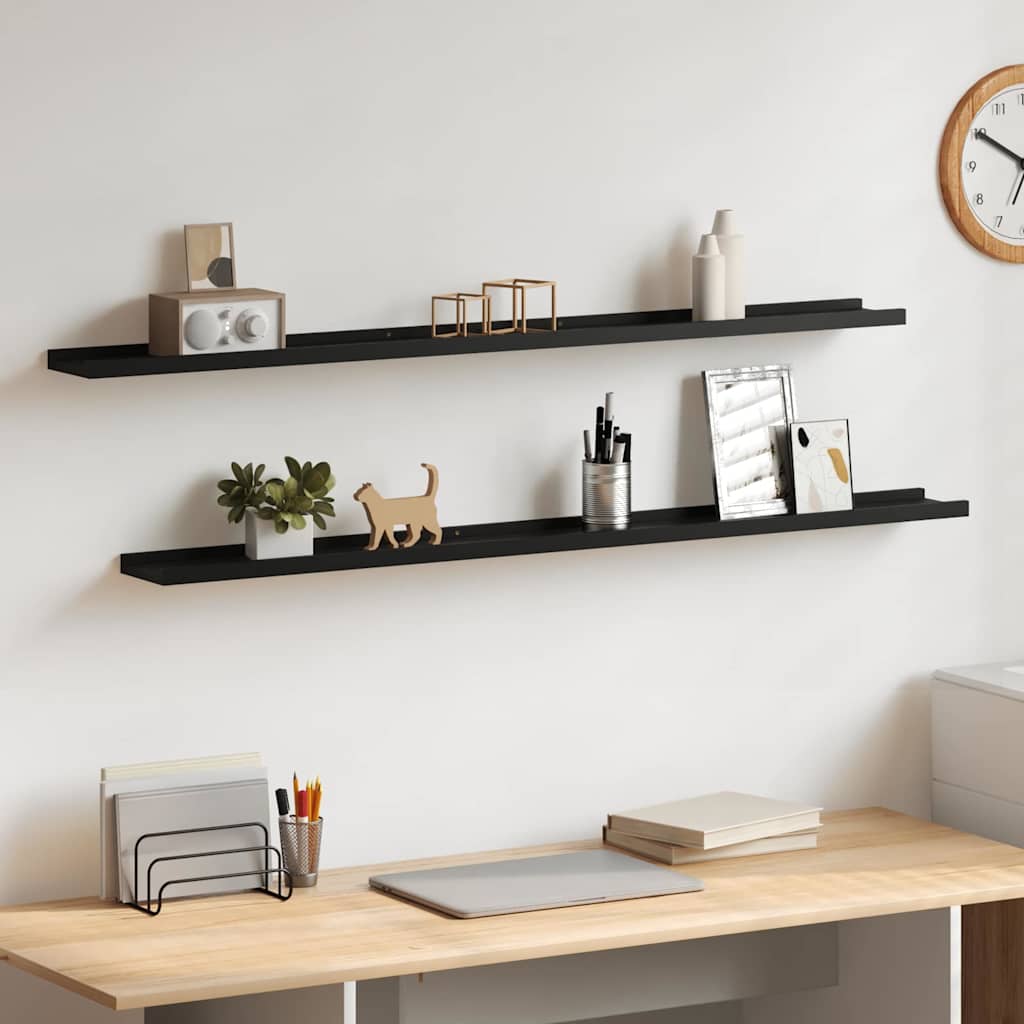 Wandregale 2 Stk. Schwarz 115x9x3 cm
