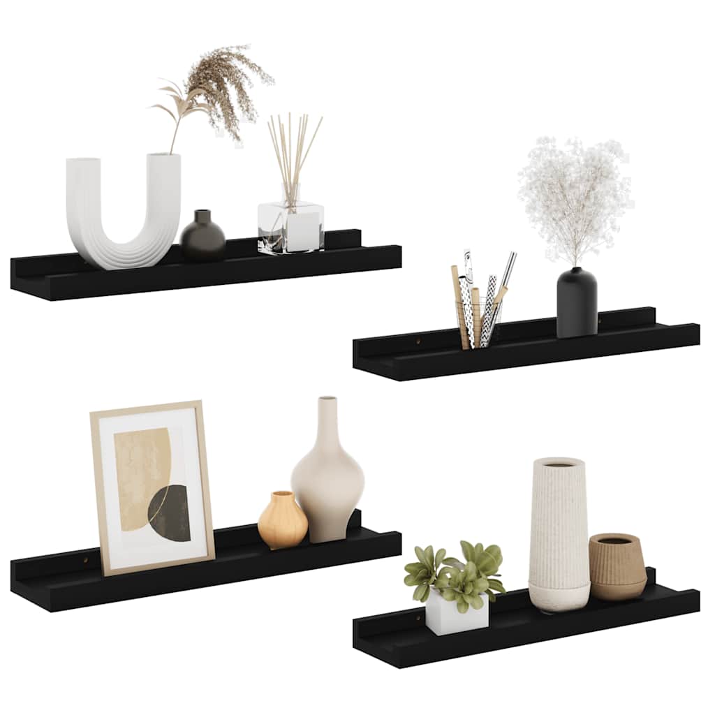 Wandregale 4 Stk. Schwarz 40x9x3 cm