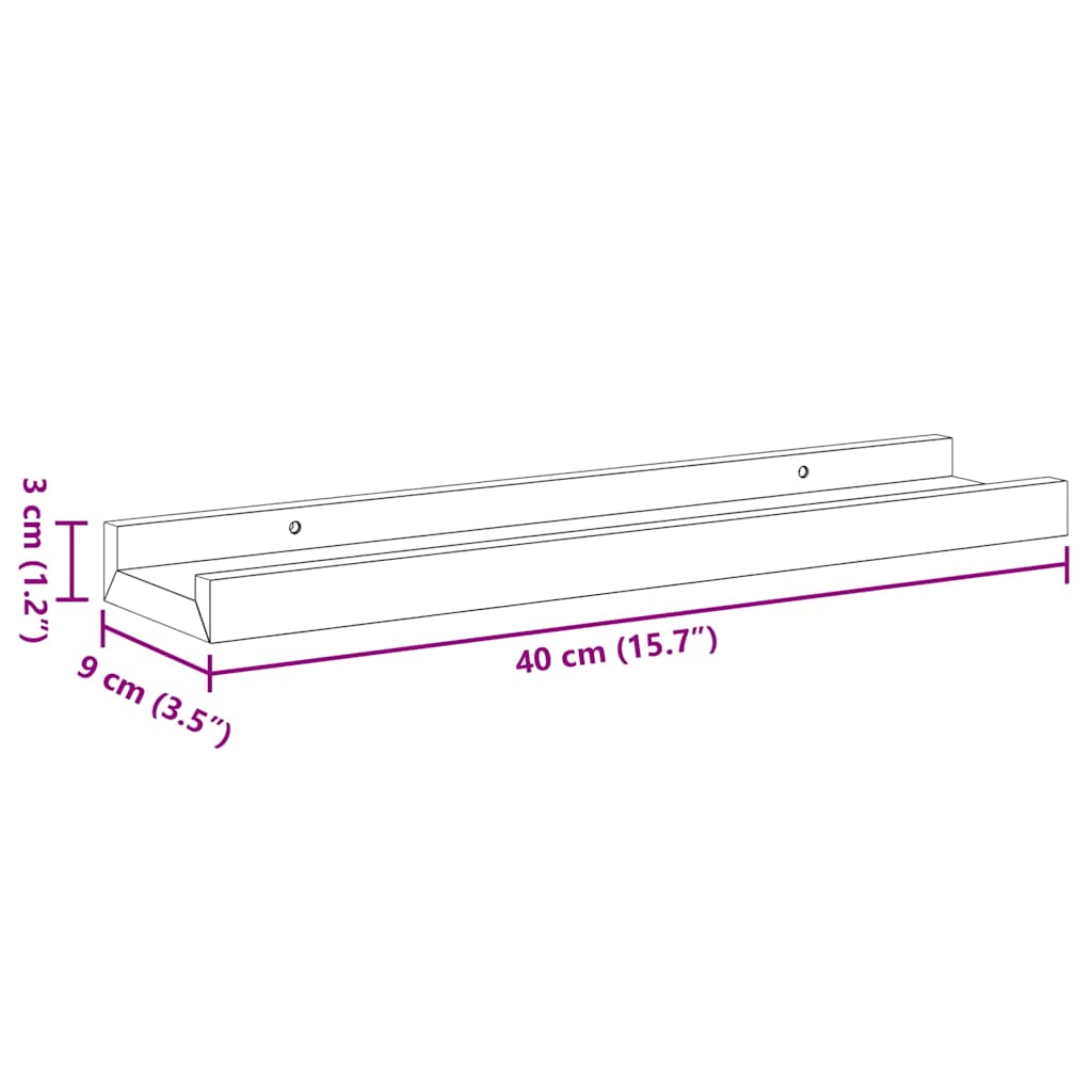 Wandregale 4 Stk. Schwarz 40x9x3 cm