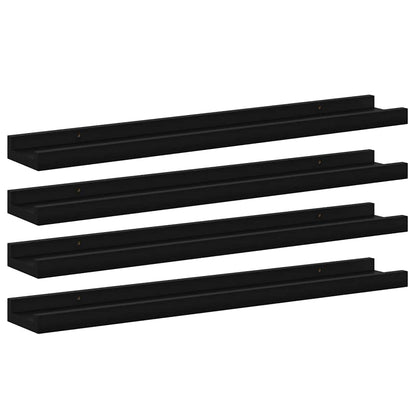 Wandregale 4 Stk. Schwarz 60x9x3 cm