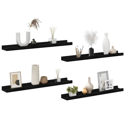Wandregale 4 Stk. Schwarz 60x9x3 cm
