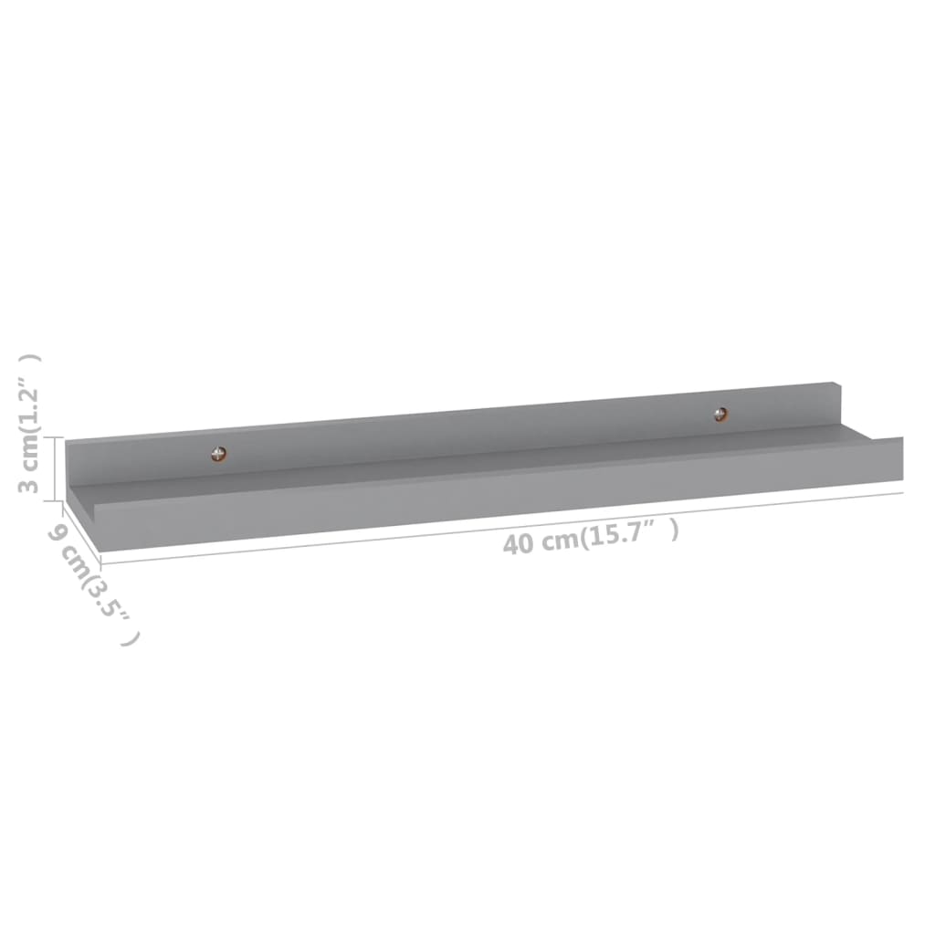 Wall shelves 4 pcs. Gray 40x9x3 cm