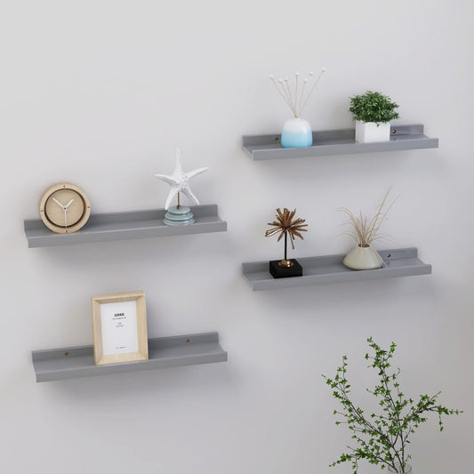 Wall shelves 4 pcs. Gray 40x9x3 cm