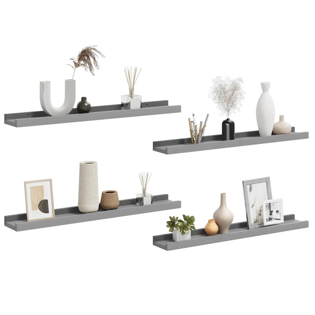 Wandregale 4 Stk. Grau 60x9x3 cm