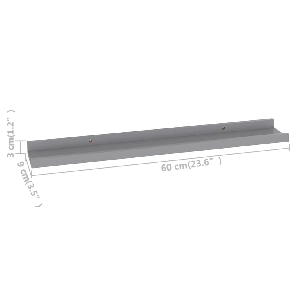 Wall shelves 4 pcs. Gray 60x9x3 cm