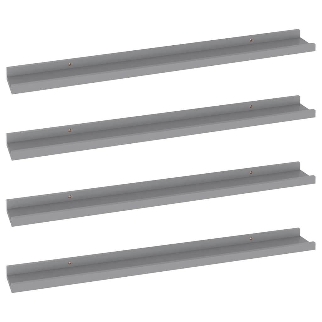 Wall shelves 4 pcs. Gray 80x9x3 cm