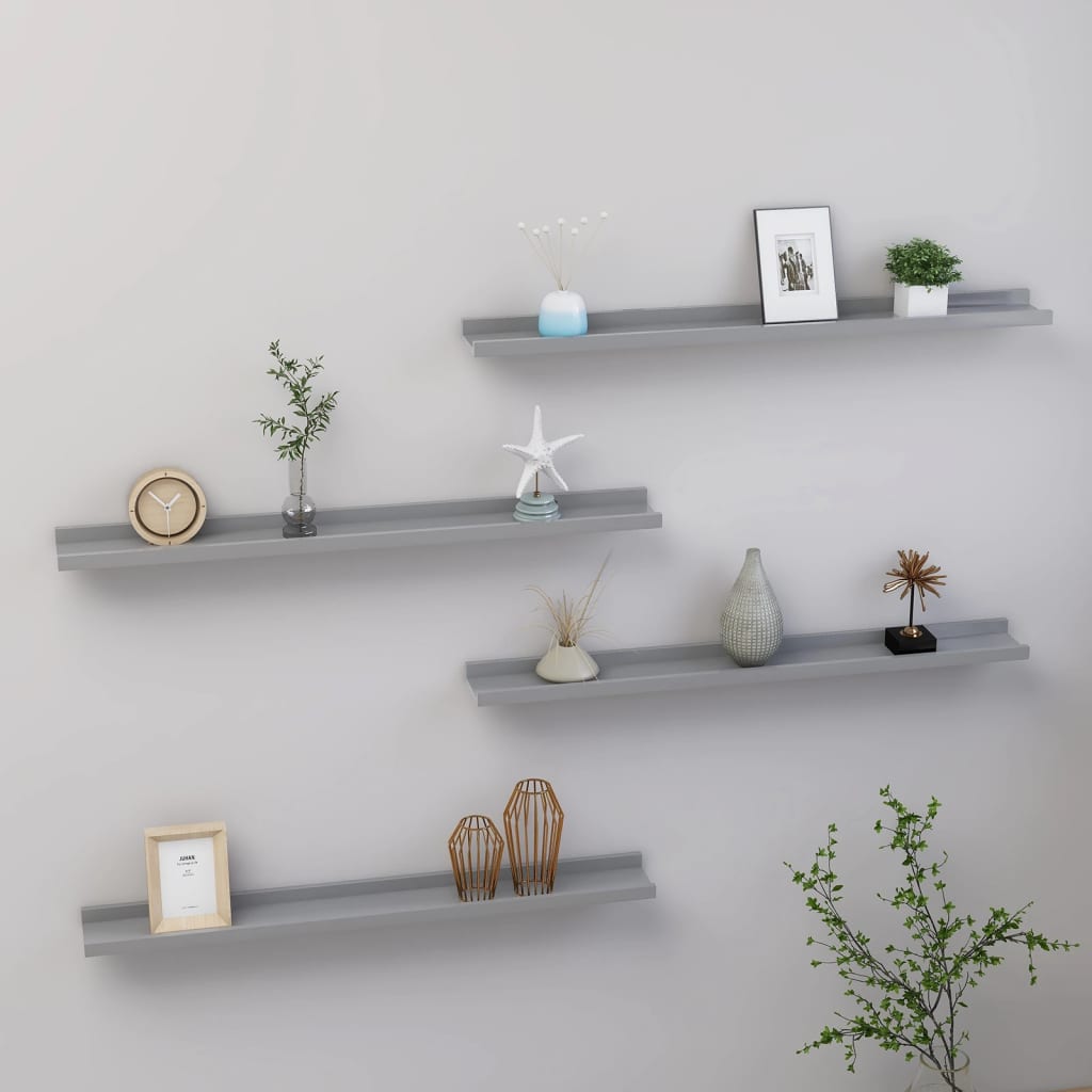 Wall shelves 4 pcs. Gray 80x9x3 cm