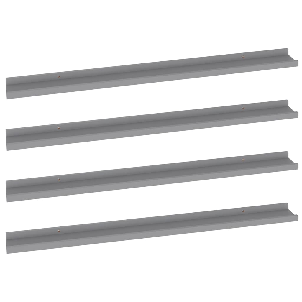Wall shelves 4 pcs. Gray 100x9x3 cm