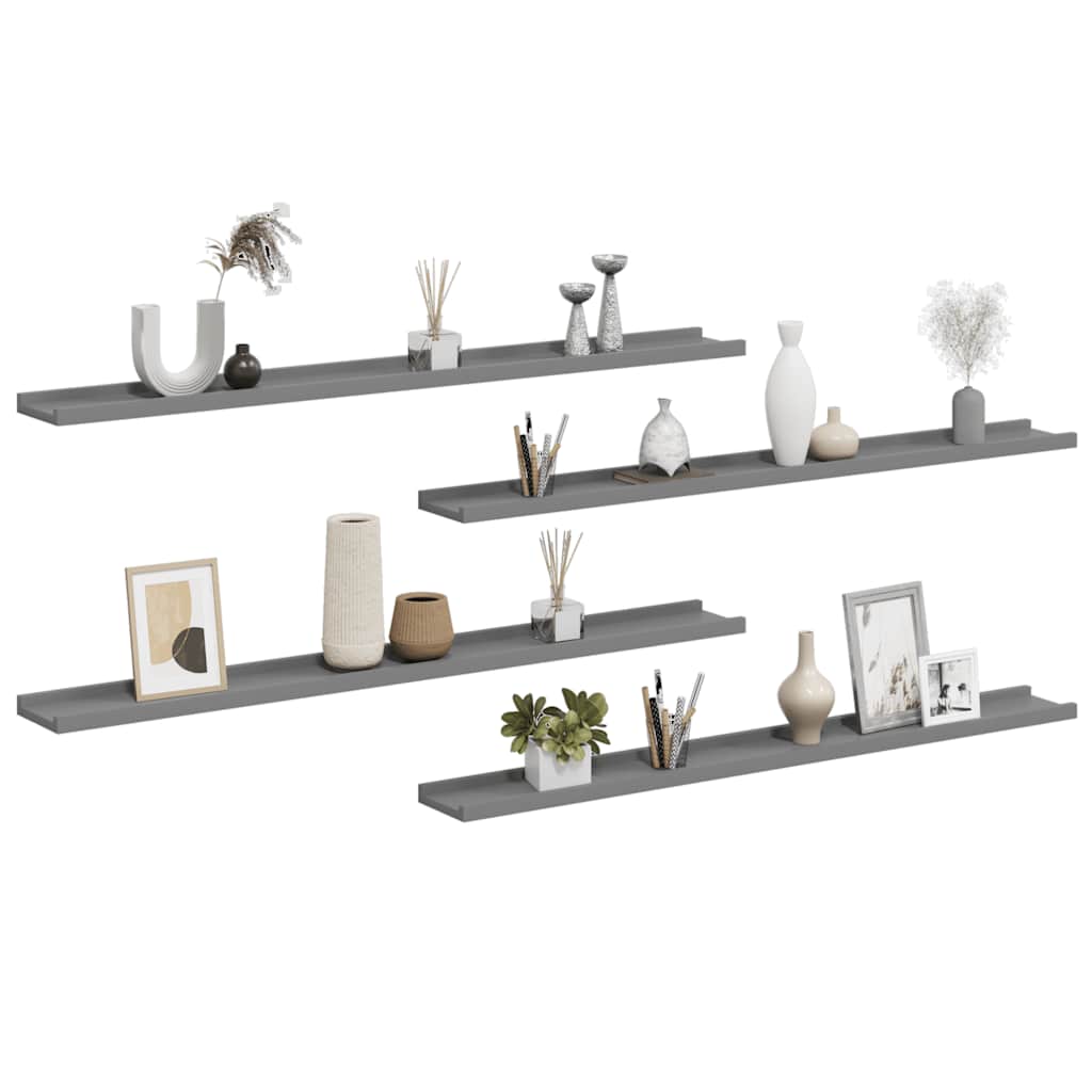 Wandregale 4 Stk. Grau 100x9x3 cm