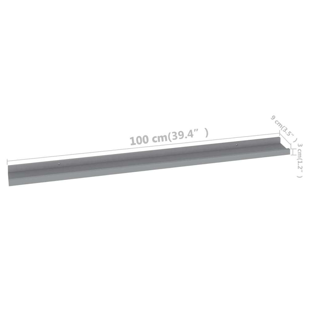 Wall shelves 4 pcs. Gray 100x9x3 cm