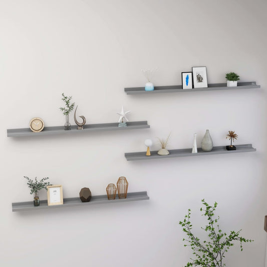 Wall shelves 4 pcs. Gray 100x9x3 cm
