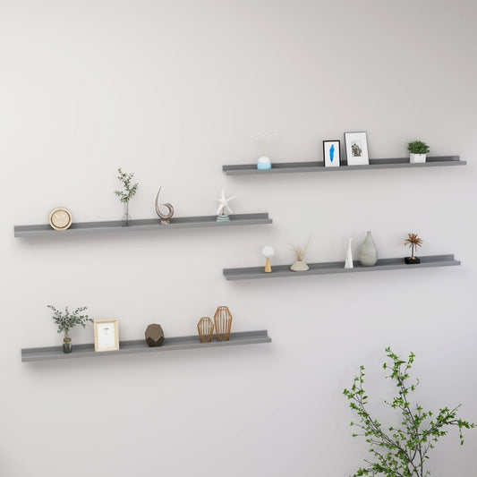 Wall shelves 4 pcs. Gray 115x9x3 cm