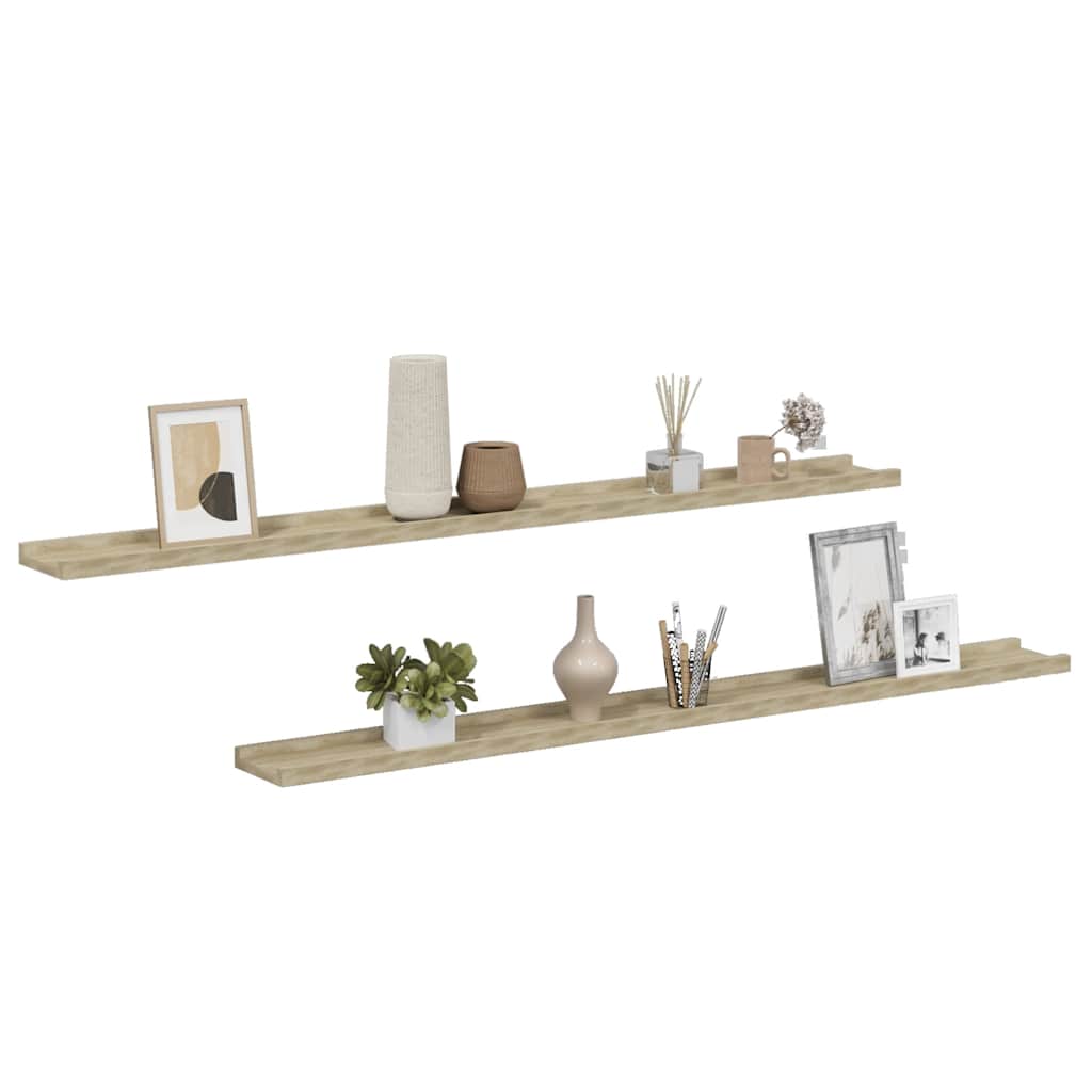 Wandregale 2 Stk. Sonoma-Eiche 115x9x3 cm
