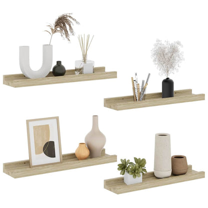 Wandregale 4 Stk. Sonoma-Eiche 40x9x3 cm