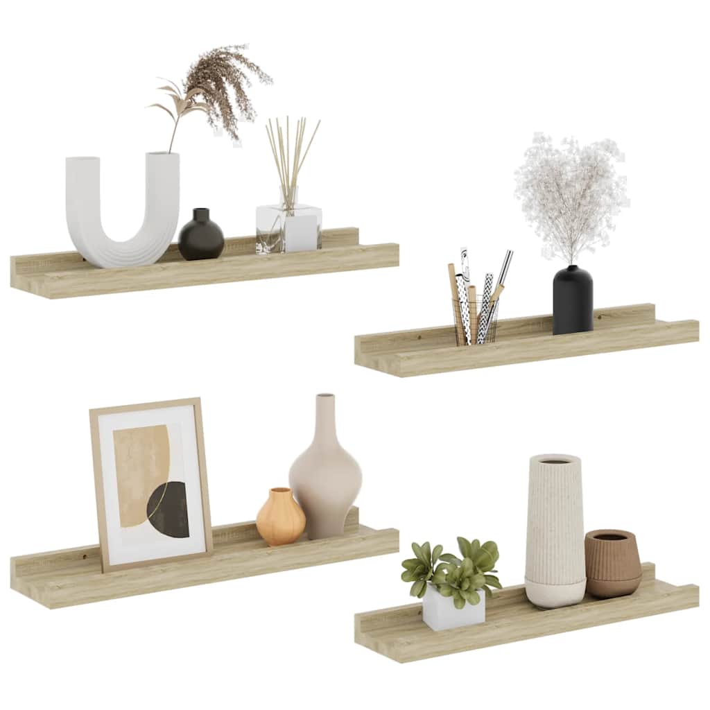 Wandregale 4 Stk. Sonoma-Eiche 40x9x3 cm