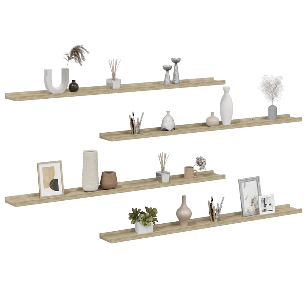 Wandregale 4 Stk. Sonoma-Eiche 115x9x3 cm