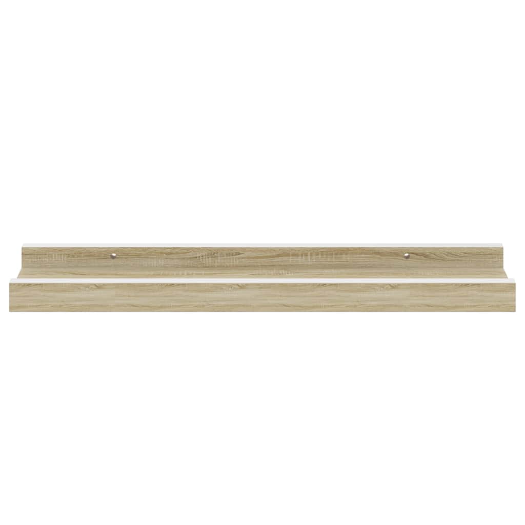 Wandregale 2 Stk. Weiß und Sonoma-Eiche 40x9x3 cm