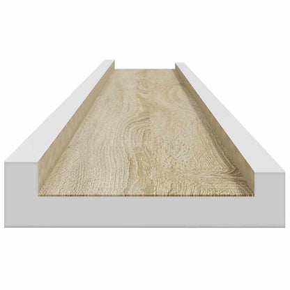 Wandregale 2 Stk. Weiß und Sonoma-Eiche 115x9x3 cm