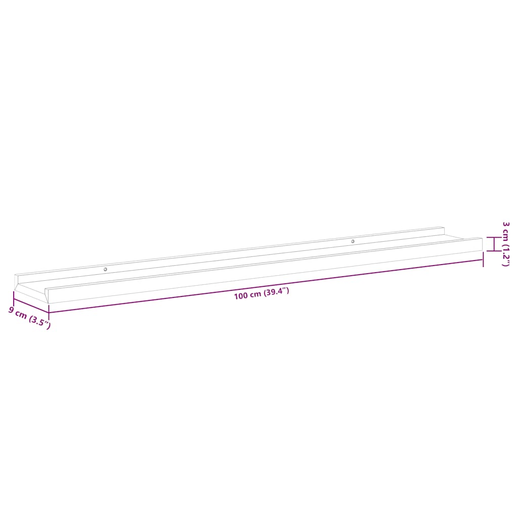 Wandregale 4 Stk. Betongrau 100x9x3 cm