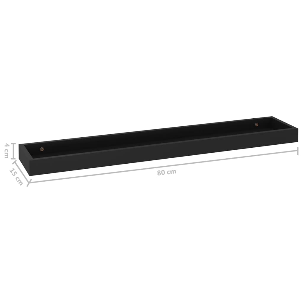2 Stk. Wandregale Loggia 80x15x4 cm MDF Schwarz