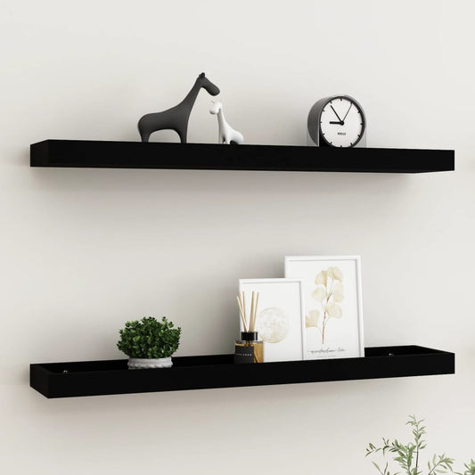 2 Stk. Wandregale Loggia 80x15x4 cm MDF Schwarz