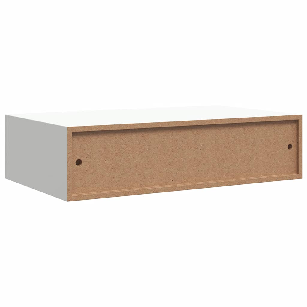 Wandregal mit Schublade Weiß 40x23,5x10 cm MDF