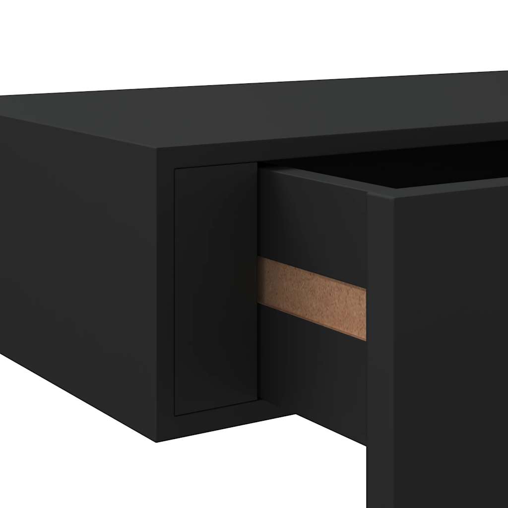 Wall shelf with drawer black 40x23.5x10 cm MDF