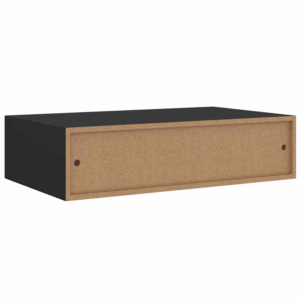 Wandregale mit Schubladen 2 Stk. Schwarz 40x23,5x10 cm MDF